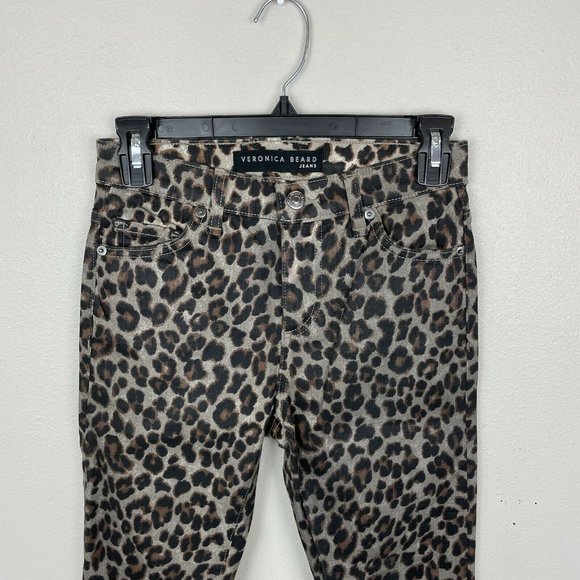 Veronica Beard Jeans Brooke Skinny Coated Leopard Size 24/00 Mid Rise Skinny - Picture 3 of 9